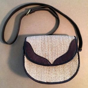 brown woven wicker sling bag shoulder purse Island Imports INC small adjustable